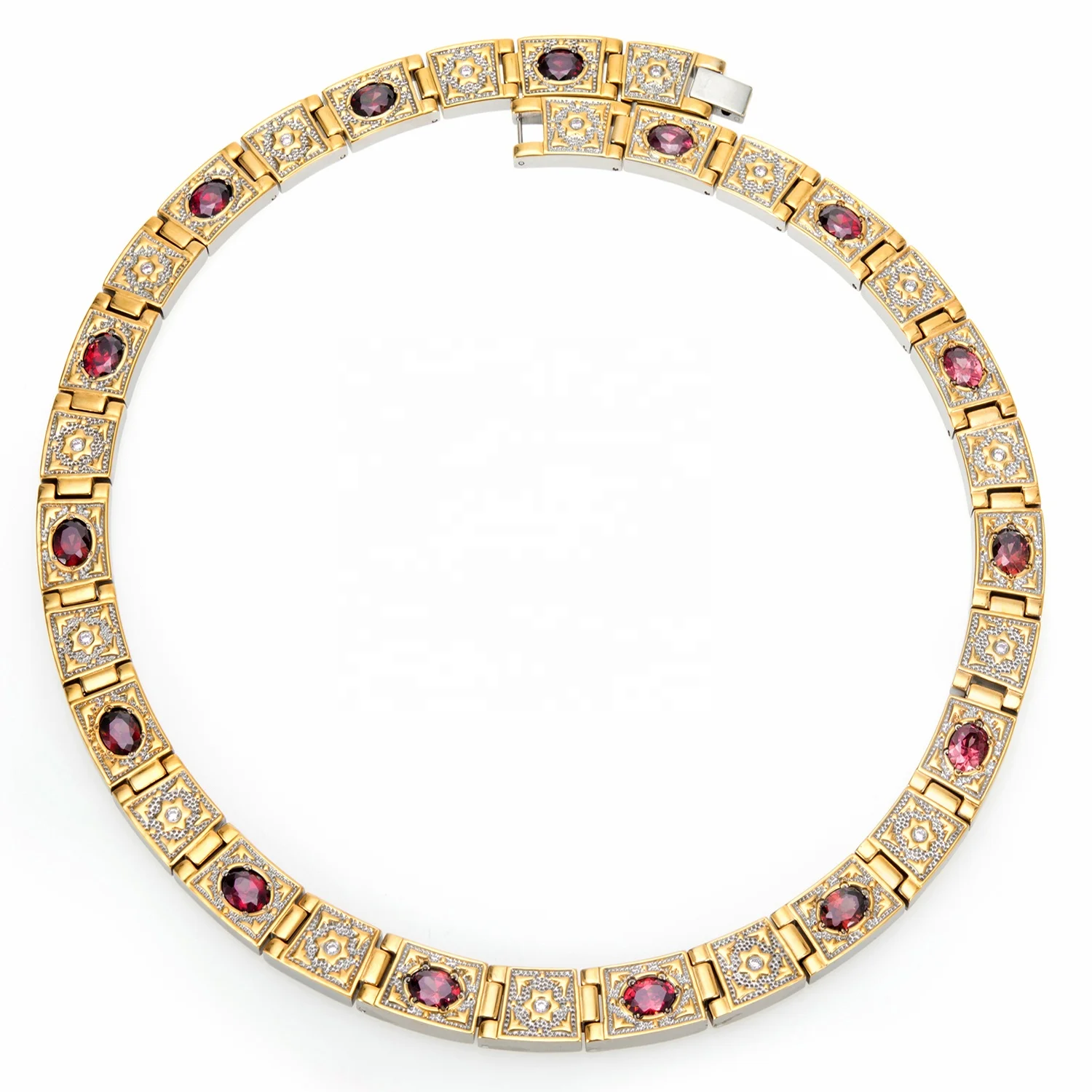 Био-магнитное титановое ожерелье с кристаллом, позолоченное, четыре в одном