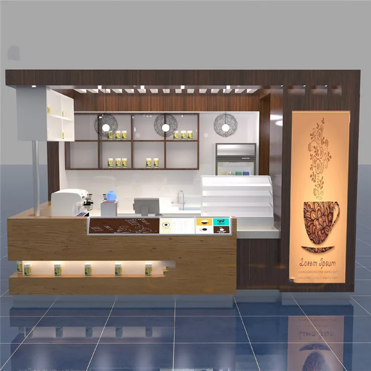 Modern Mall Coffee Shop Counter Kiosk Decoration Layout Design
