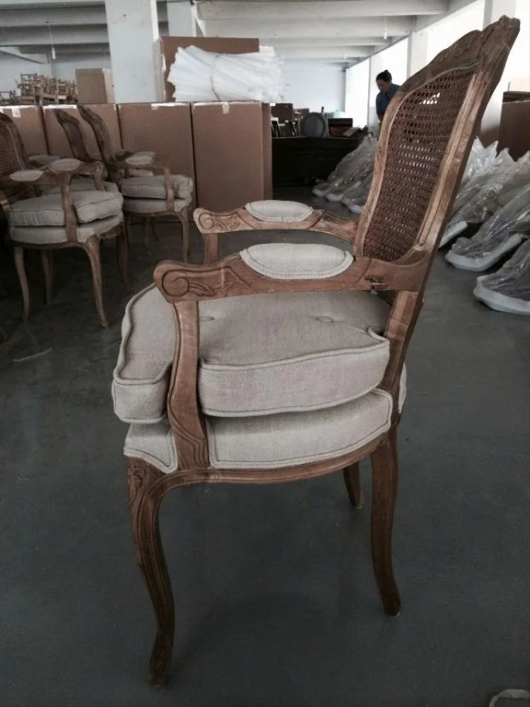 Европейский стиль столовая Античная резная деревянная королевская ткань обеденный стул