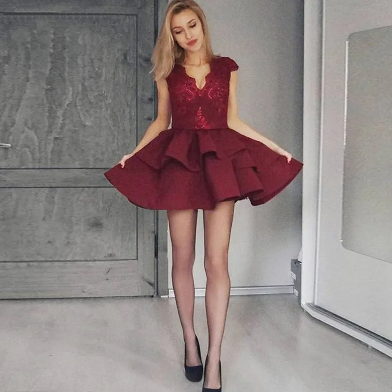 open lace back dress Charming A-line Off Shoulder Lace Homecoming Dress, Short Party Dresses,  MH554 main image 0