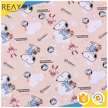 Selling china suppliers lovely snoopy printed 95% cotton 5% spandex Cotton printed knitted Terry knit fabric for garment