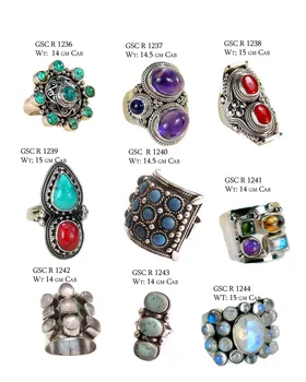 Silver Rainbow moon Turquoise Amethyst 925 Cabochon Rings Manufacturer