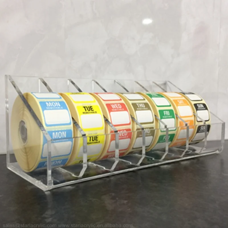Clear Medicine Pharmacy Label Dispensers Acrylic Sticker Tape Roll