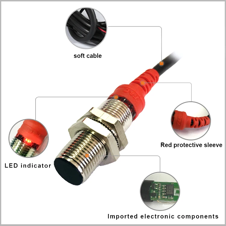 M12ショートボディフラッシュ2mm検知距離PNP NO3ワイヤー金属検出センサー近接誘導 M12 PNP 誘導近接センサースイッチフラッシュ非 フラッシュタイプ 2 ミリメートル 4 ミリメートルセンシング検出距離シリンダー M12シリーズ 金属誘導近接スイッチセンサー フラッシュタイプ DC10-30V NPN PNP(2mm Dc2-wire No)