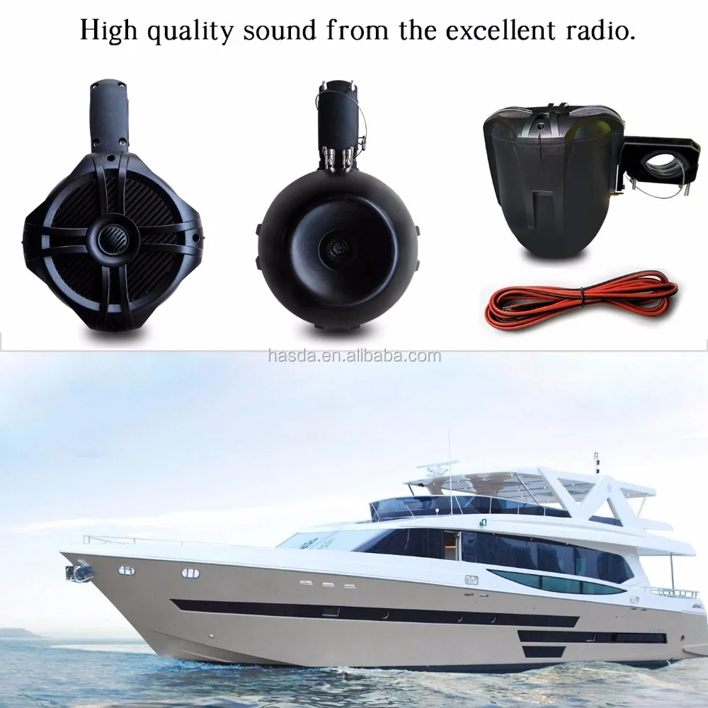 6.5' Waterproof Tower Speaker H-6106 Black IP66 Marine Wakeboard Speakers for Boat ATV UTV