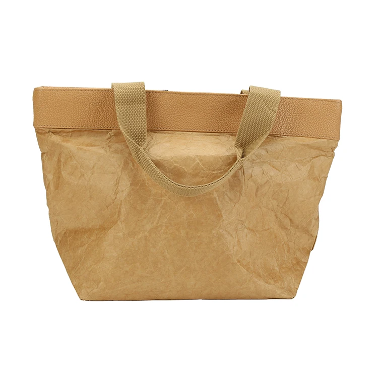 OEM Quality Metal Snap-fastener Washable Brown Tyvek Bag for Shopping
