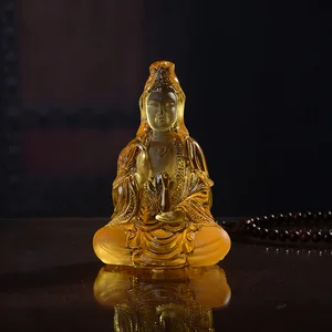 Crystal Liuli Kwanyin Car Interior Ornament Blessing Fengshui Craft