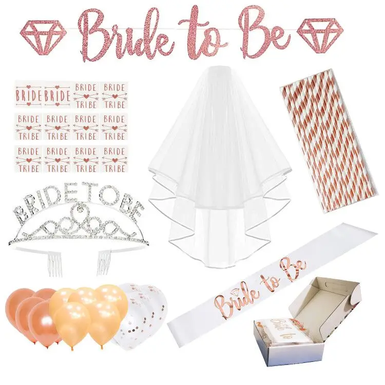 Bachelorette Party Decoration Kit Bride To Be Set Sash Banner Veil