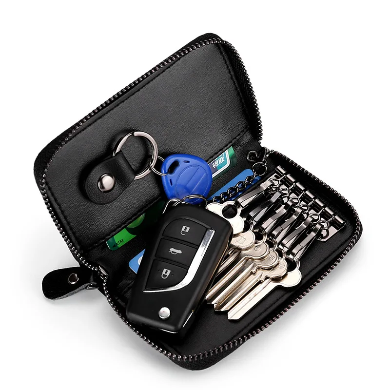Key Case Women Men Genuine Leather Key Pouch Holder Car Key Fob
