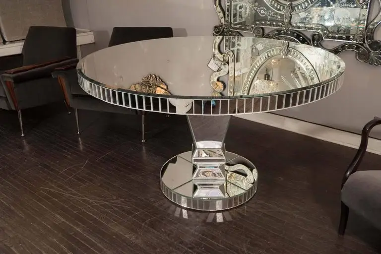 Shenzhen Top Furniture Glass Custom Round Mirrored Dining Table