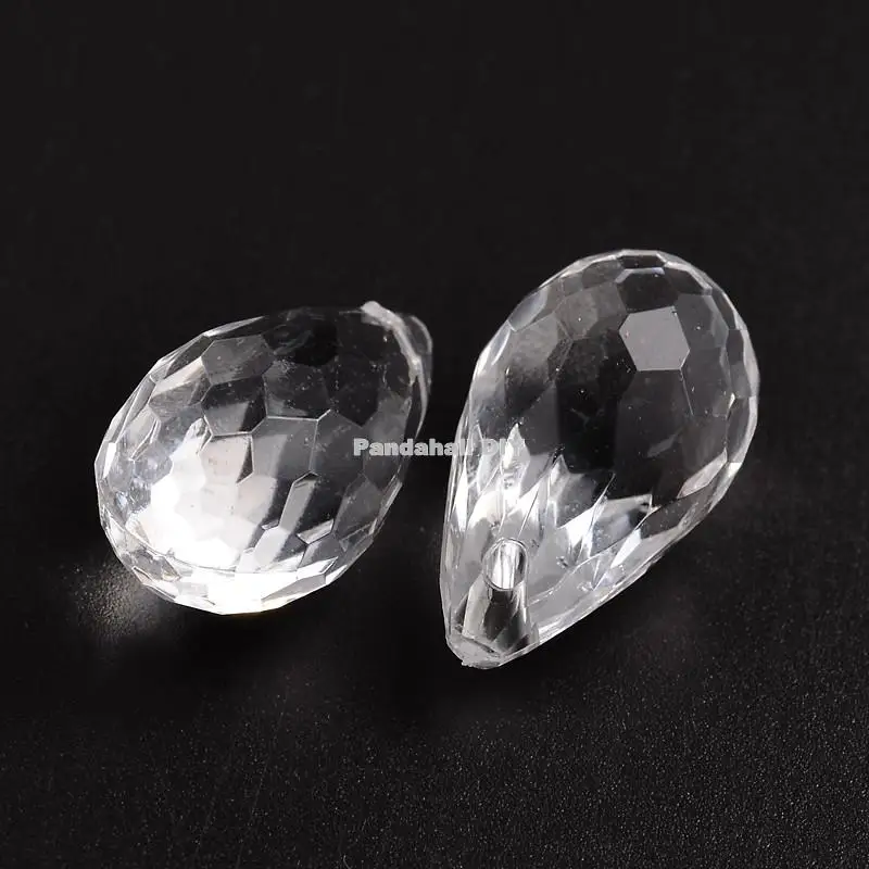 10pcs Glass Faceted Drop Pendants Smooth Mini Dangle Charms DIY Craft 14x7.5mm