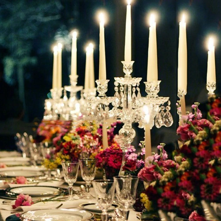 Stylish Crystal Wedding Center with a variety of crystal candlesticks