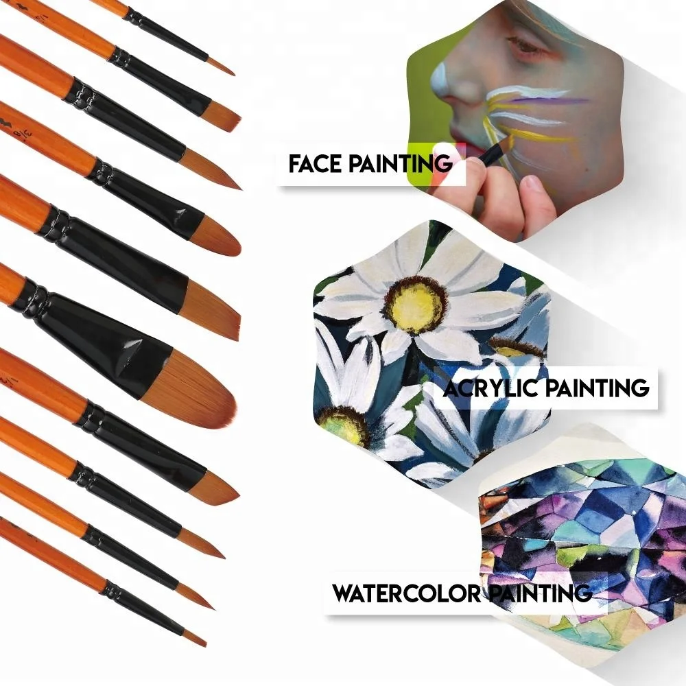 Усы 10 шт. акриловый набор синтетических кистей для оптовых продаж товары рукоделия картины художника