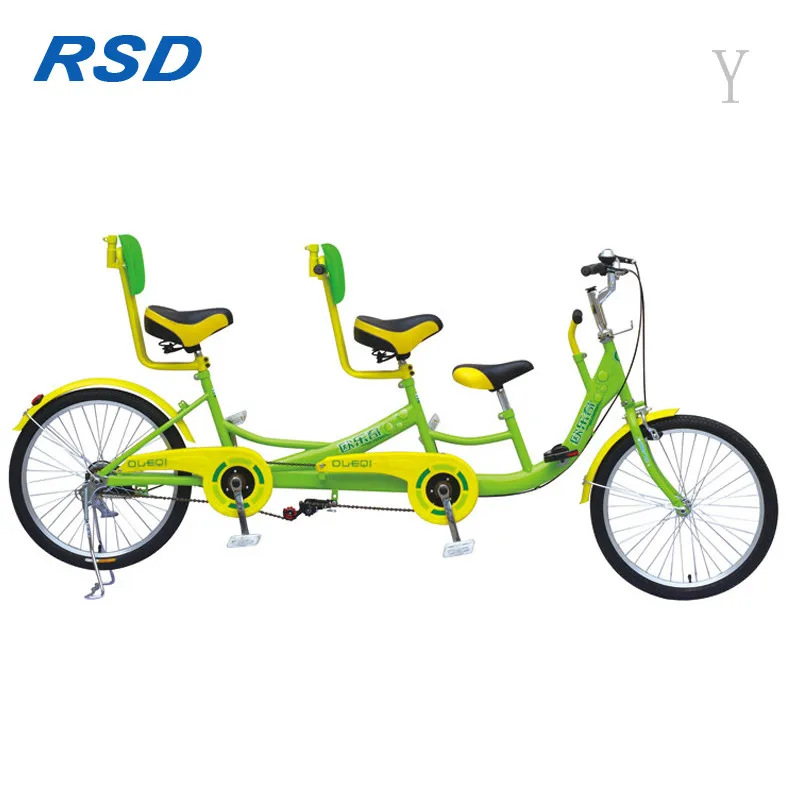 3 Seater Tandem Bike for 3 Person Riding - Yellow Color Rental