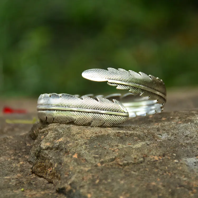 Boho Style Upper Arm Harness Slave Cuff Leaf Feather Armband Bracelet