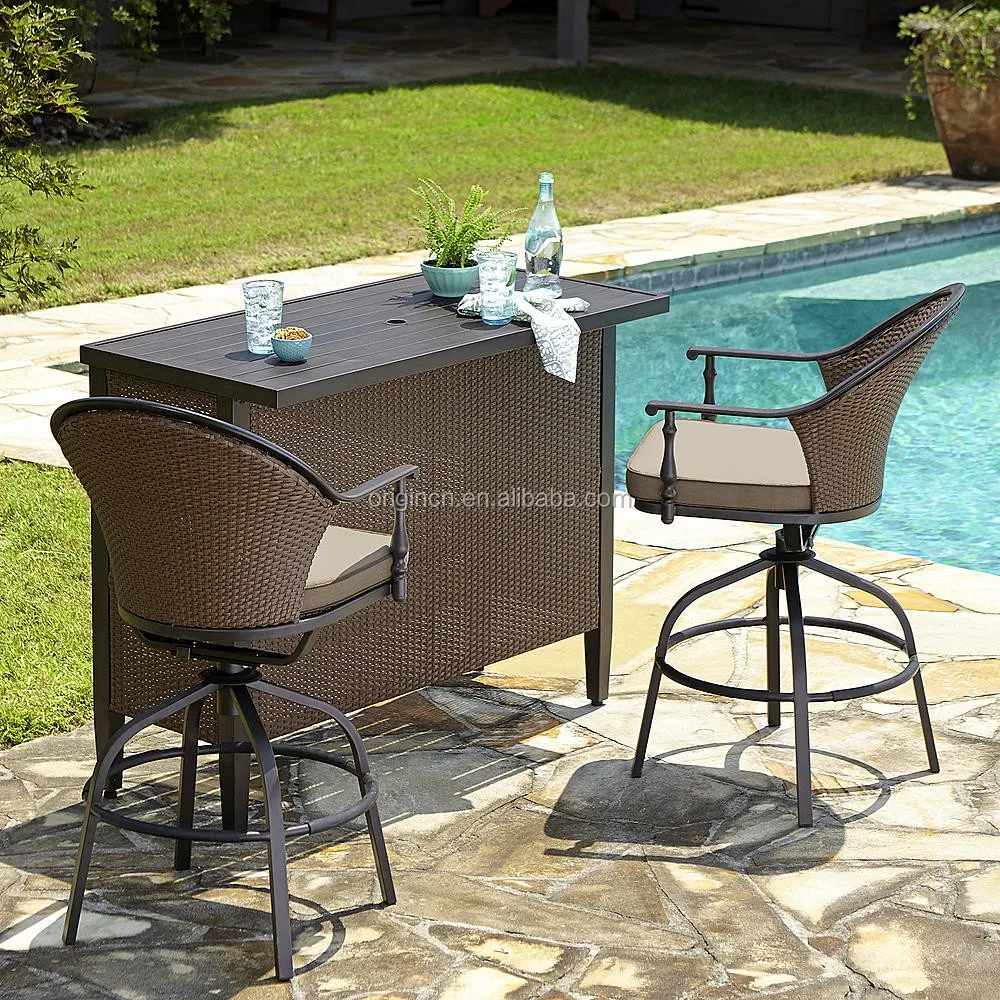Swimming Pool Outdoor Furniture With Rattan Swivel Chair And Umbrella Hole Table Bar Sets View Rattan Swivel Chair Oem Origin Product Details From Jinhua Origin Furniture Co Ltd On Alibaba Com