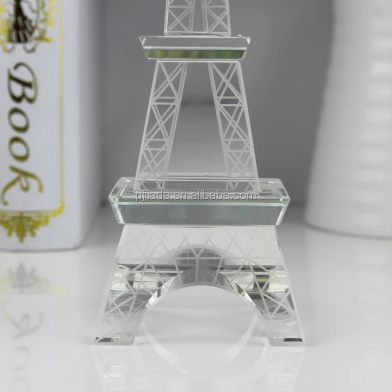 Wholesale Crystal Crafts Building Model Clear K9 Crystal Glass Eiffel Tower Souvenir Gift