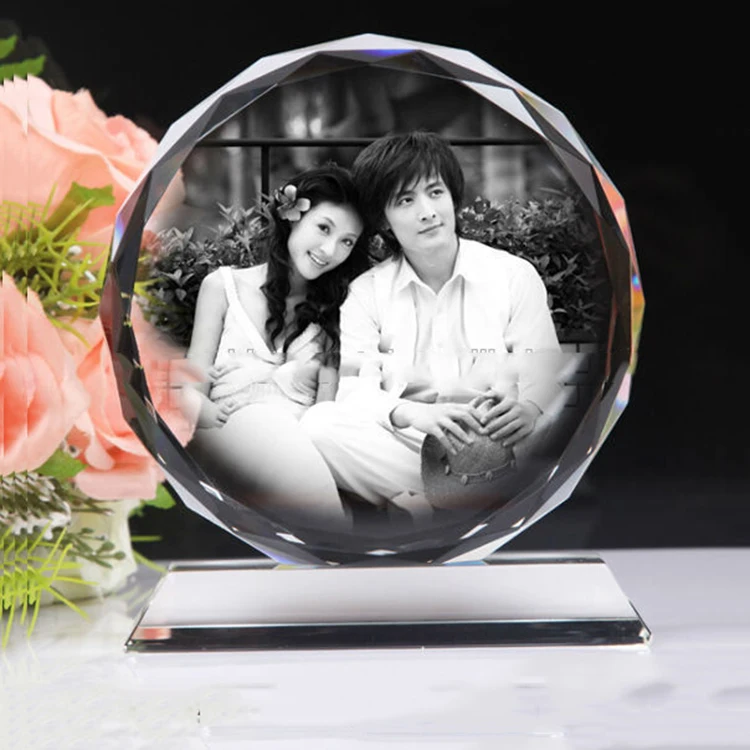 Wholesale Wedding Gifts Laser Engraved Heart Crystal Crafts