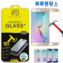0.26mm 9H Curv Full Cover Tempered Glass Screen Protector Flilm sFor Samsung Galaxy S6 Edge/S6 Edge+ Plus Gold pelicula de vidro