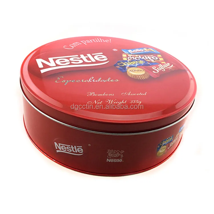 Изысканный и прекрасный круглые конфеты железный ящик, шоколад железный ящик, пустой железный ящик