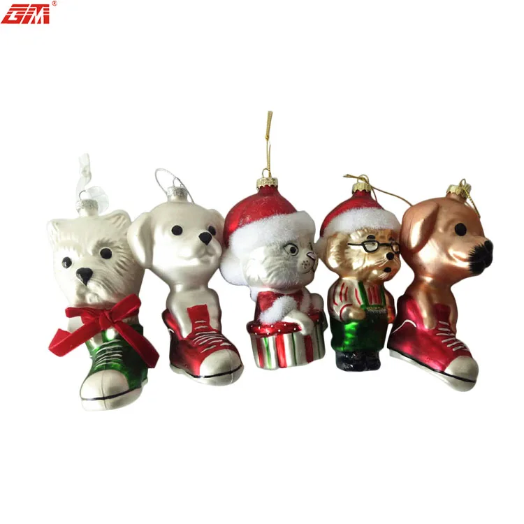 Hot Sale Glass Dog Shaped Christmas Tree Decoration Hanging Pendant manufacture