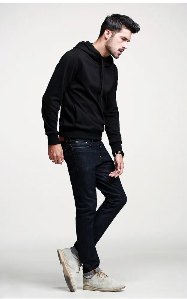 Shop High Quality Black Plain Stylish Custom Cowl Neck Hoodies for Men