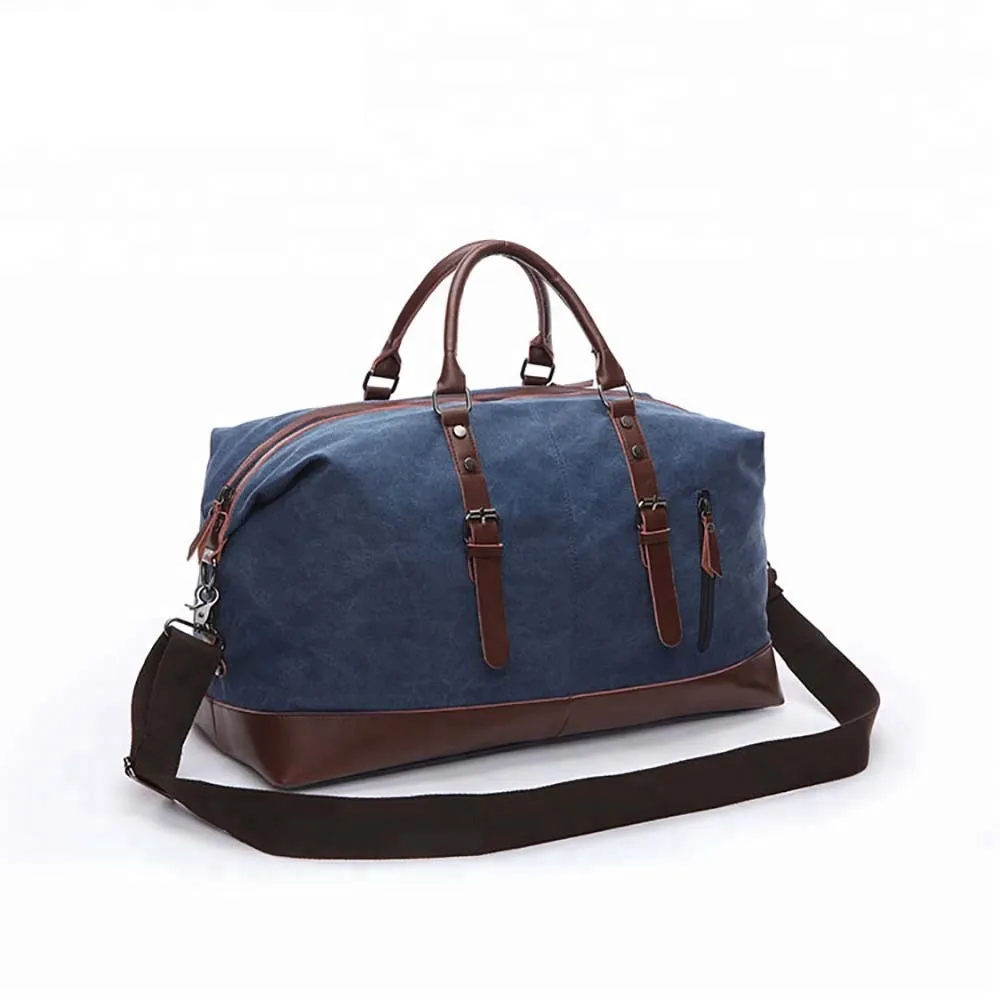 Latest design vintage brand cotton canvas overnight duffle duffel weekender holdall bag for travelling