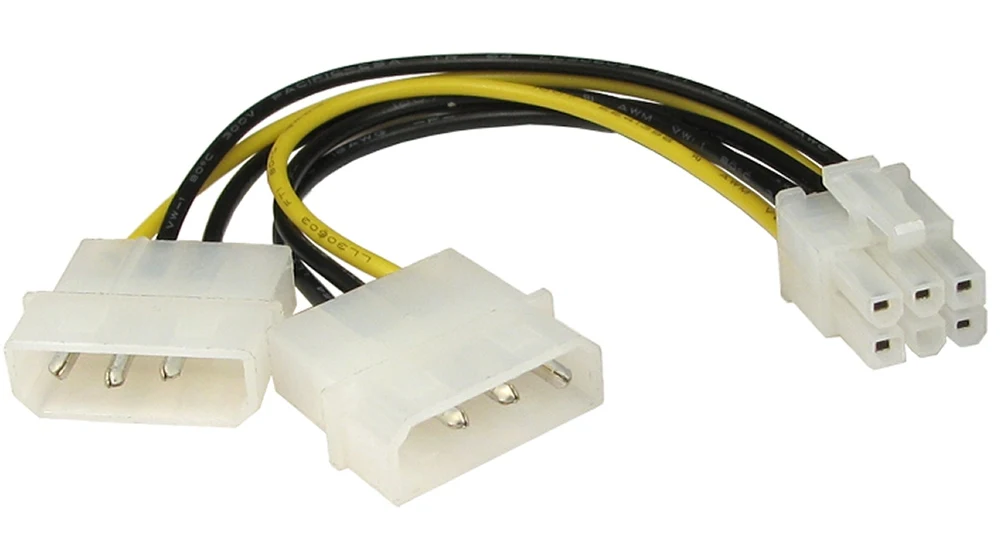 Двойной кабель адаптера видеокарты Molex с 4pin на 6 Pin PCI-E