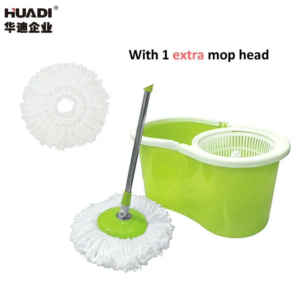 Spin System Mop with Extended Handle 2 Microfiber Mop Heads Easy Rotating Tornado Mop