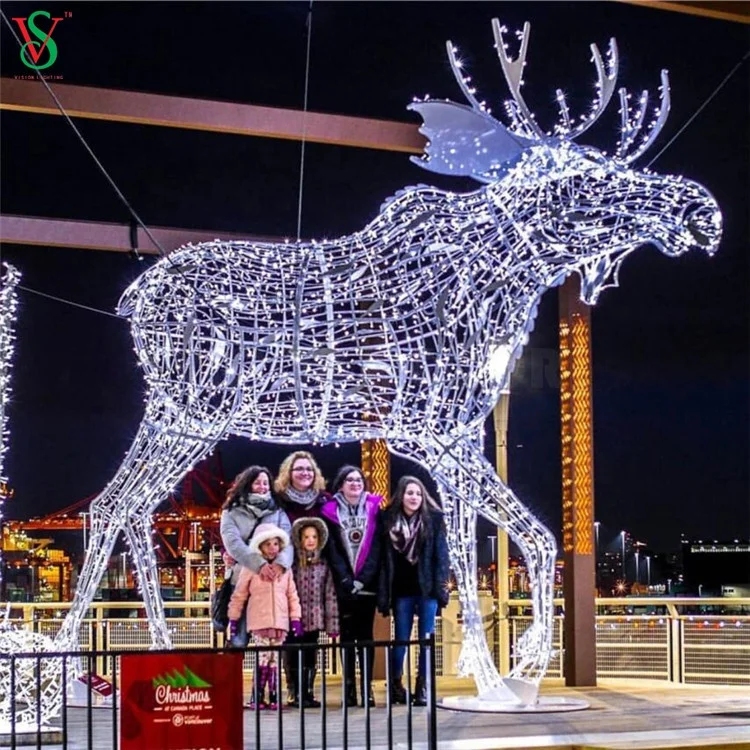 クリスマスデコレーション照明付き3DトナカイモチーフLEDビッグムース
