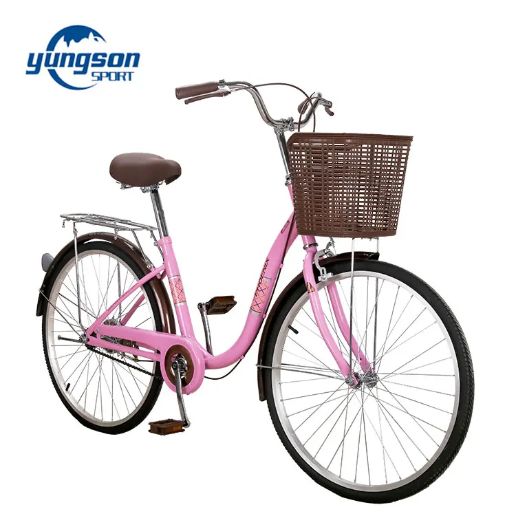 pink bike with basket womens