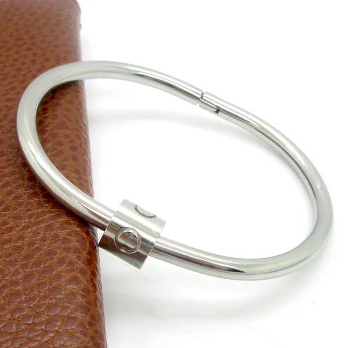 Screw Pattern Love Forever Couple Silver Gold Rose Color Stainless Steel Bangle Bracelet