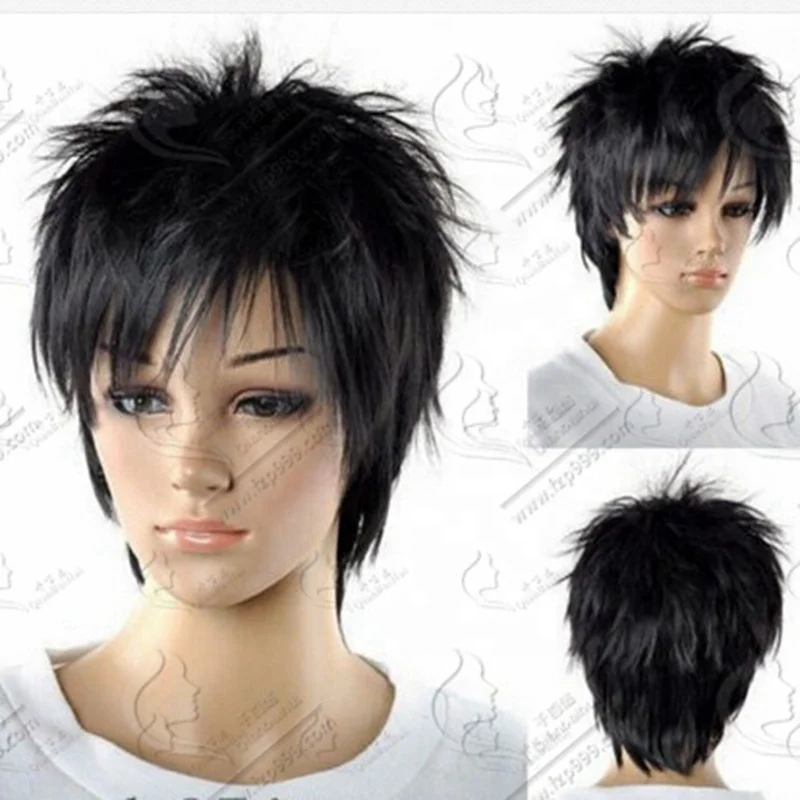 shaggy black wig