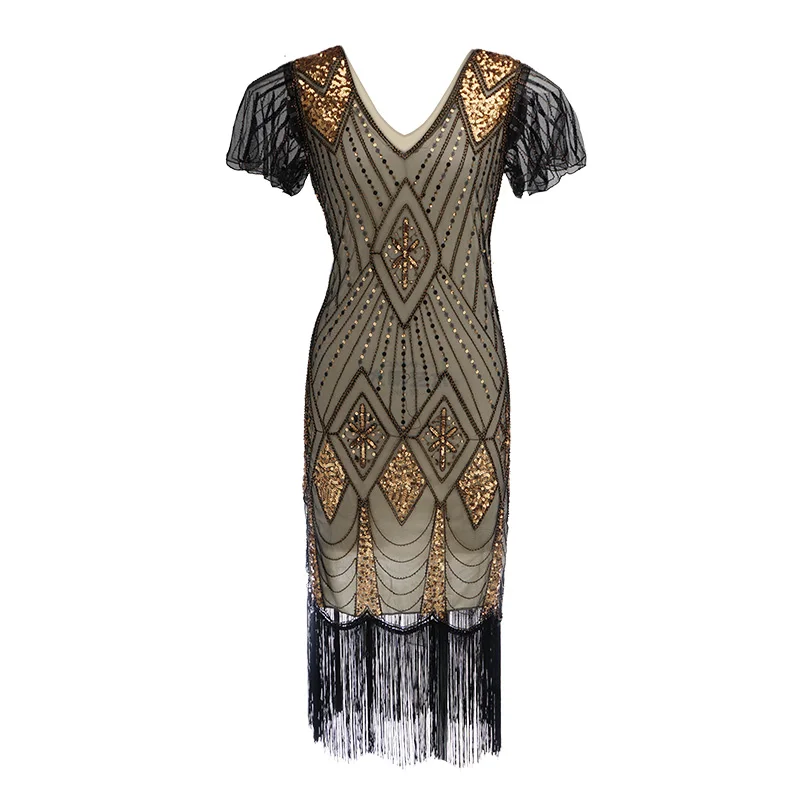 Coldker Ladies 20s 1920s Roaring Flapper Costume Sequin Gatsby Black Blue Fancy Dress