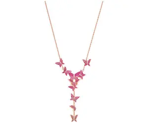 Xuan Huang Brand Customized Fine Jewelry Y Form Necklace Multi Color Ruby Gemstone Butterfly Necklace