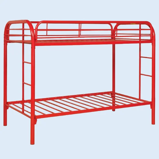 red metal bunk bed