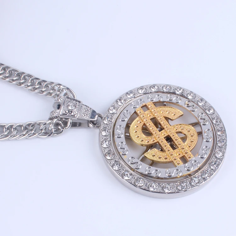 Hot Sale Long Chain Halloween Pimp Gangster Fancy Dress Bing Usd Dollar  Coin Pendant Men Necklace