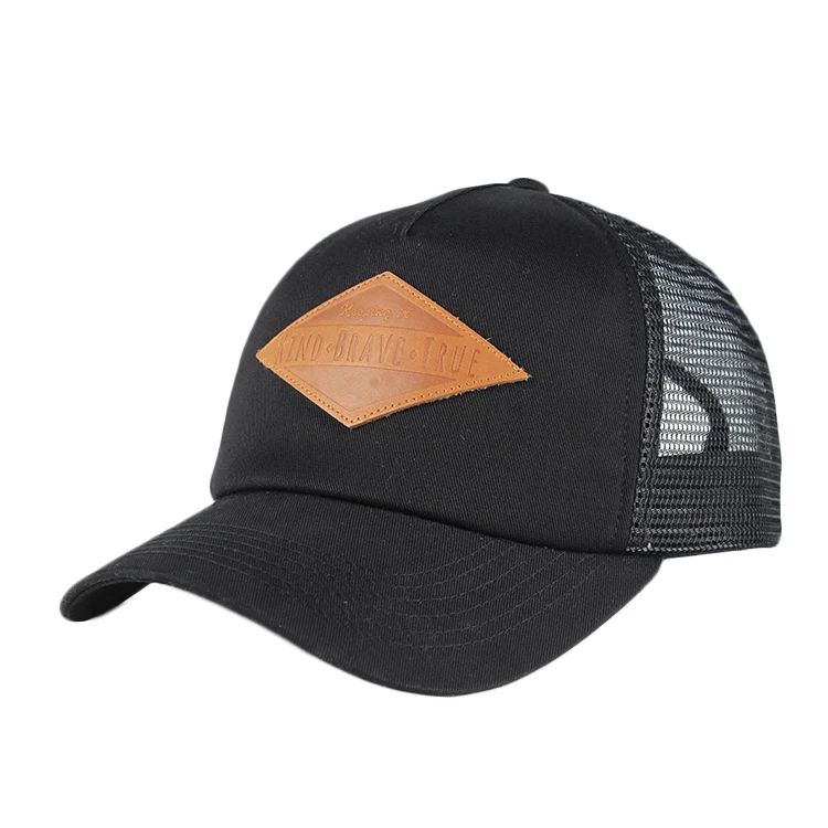 Cap Custom Leather Patch 5 Panel Men 