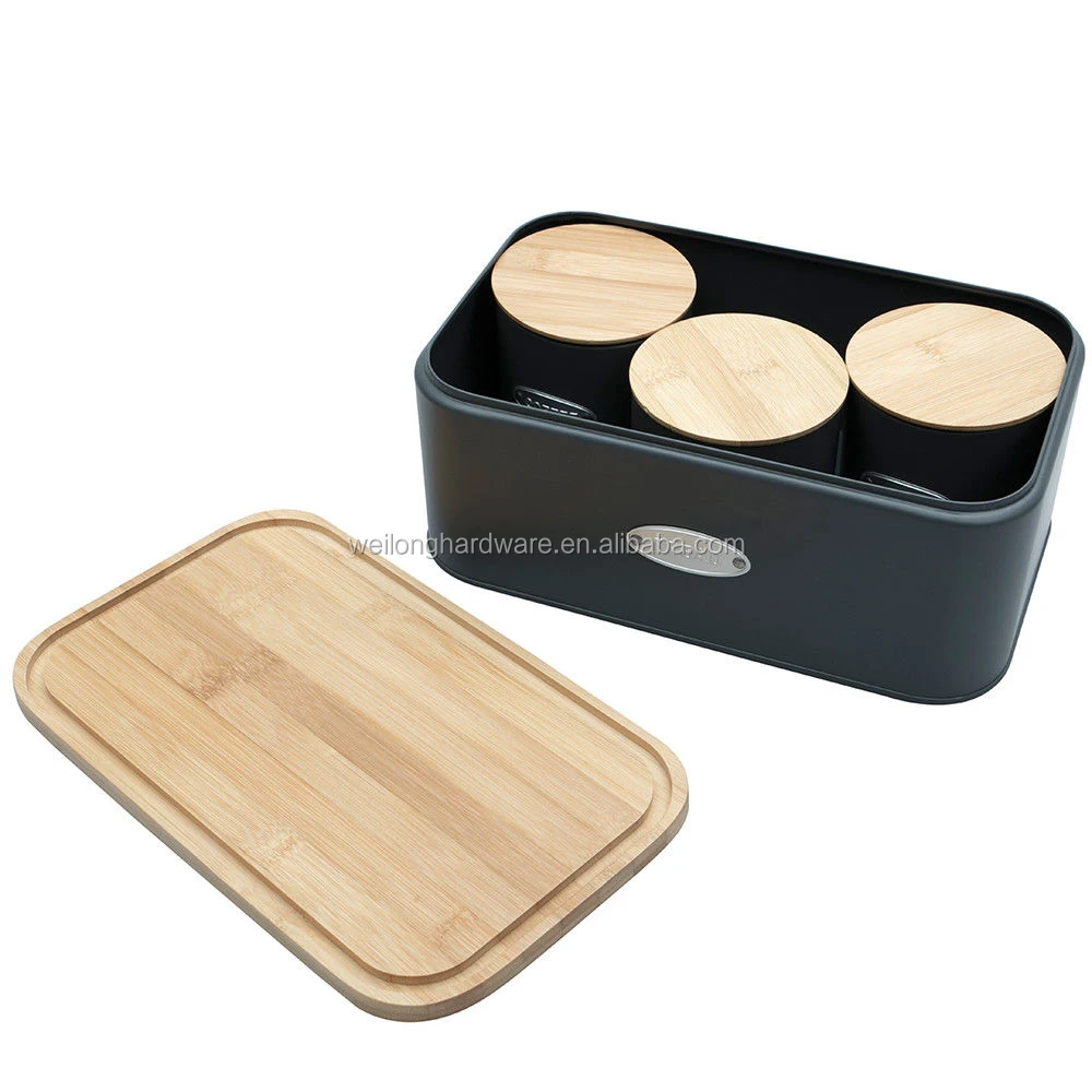 Black Kitchen Canister Set Metal Bread Box Tea Sugar Coffee Pot With Nameplate Buy Bread Box Kitchen Round Metal Canisters Kitchen Tea Coffee Sugar Canisters Product On Alibaba Com