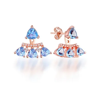 Changeable design triangle topaz rose gold ladies earrings