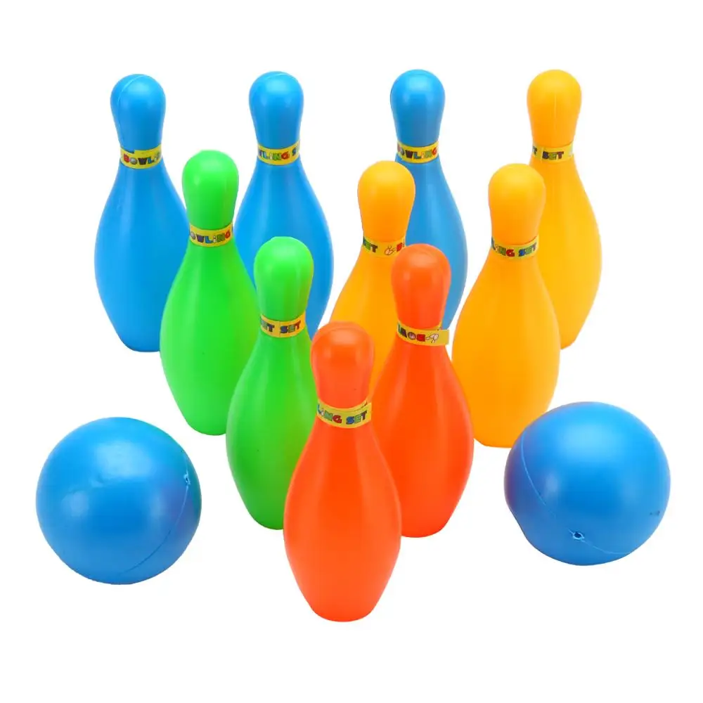 1 Set 10 Pin Children Skittle 2 Balls Bowling Toy Outdoor Indoor Party Game Kids 
