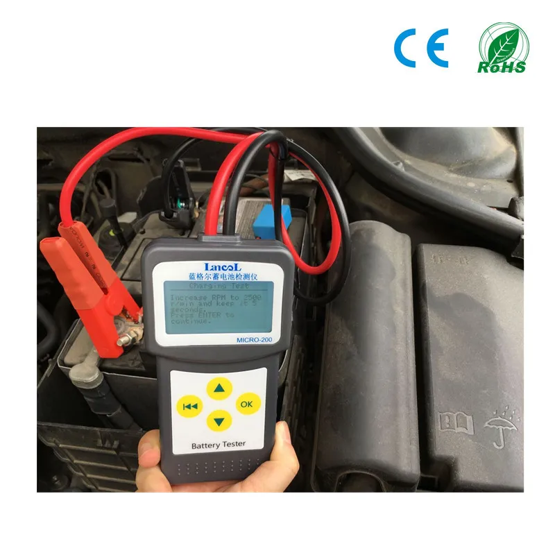 Automatic 12V Car Battery Tester Micro200 A5 Model SOC SOH IR Checker ABS Material Diagnostic Tools Portable Battery Tester