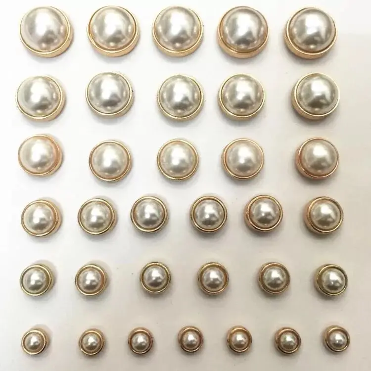 50x Ivory Pearls Rivets Studs Buttons for Bag Shoes Clothes Decoration 10mm 