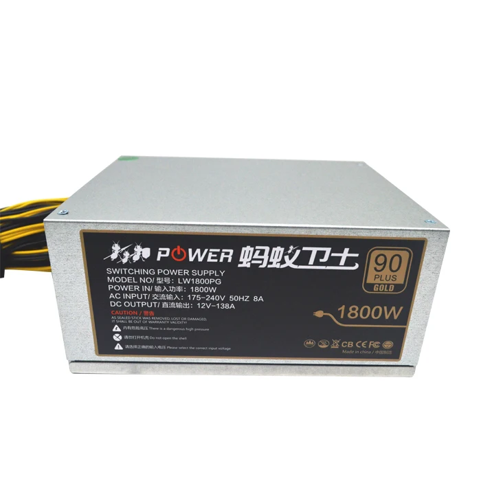 Блок питания модульный для 6 GPU Gold 92% Machine 1000w 1600w 1800w 6 GPU для S7 S9 L3 + D3 APW3 > 1000W Desktop