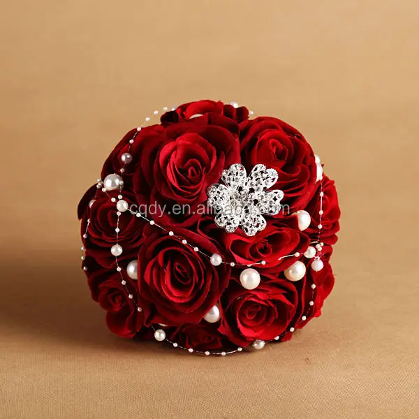 Luxury Red Rose Brooch Artificial Flower Bouquet Wedding Bouquet Holder Bridal Bouquet Buy Wedding Bouquet Bridal Brouquet Artificial Flower Bouquet Product On Alibaba Com