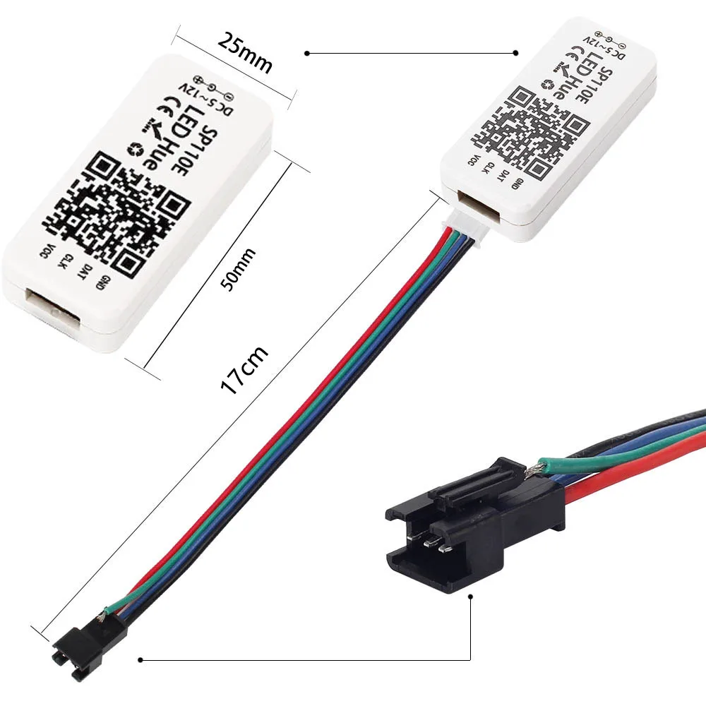 DC5-12VミニSPI電話アプリ制御ピクセルライトコントローラー、1024ピクセル対応SP110E