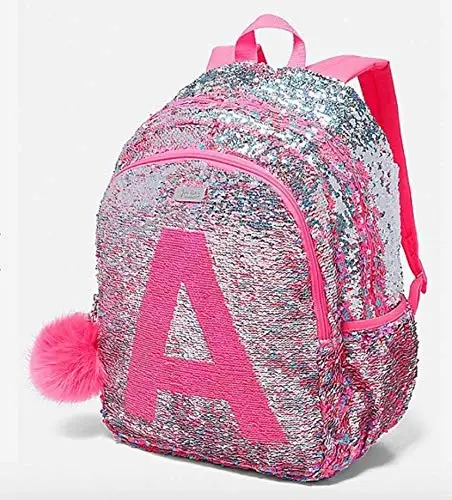 Letter A With Ponpon Ball School Bag Sequin Backpack For Youth