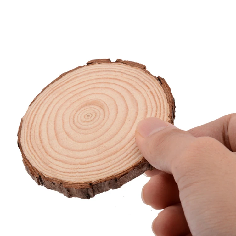 Bulk Custom Assorted Pack Pine Wood Pieces Tree Branch Decorative Round Large Wood Slices for Art Crafts