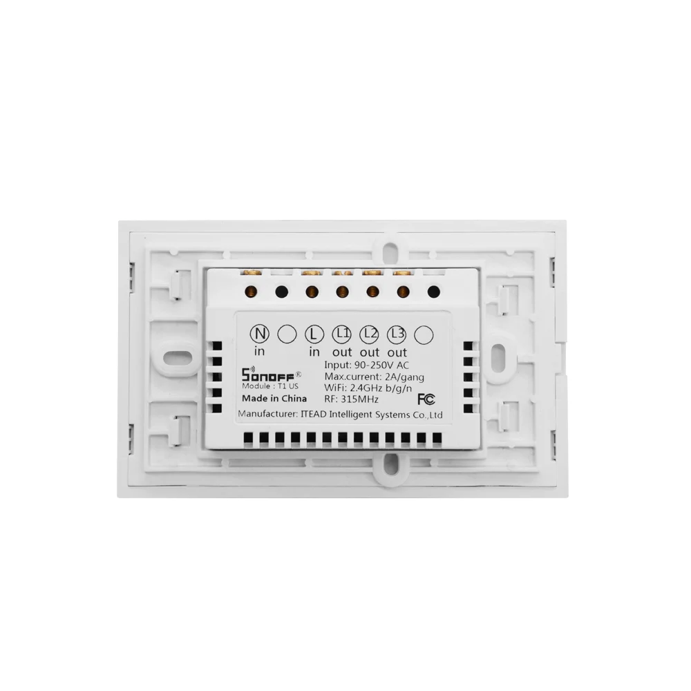 
 Интеллектуальный выключатель света SONOFF T1US 3C интеллектуальная беспроводная (Wi-Fi) 315 RF удаленное управление с помощью приложения стекло панель 3 банды LED подсветка умный дом 3 способом настенный светильник с сенсорным выключателем  