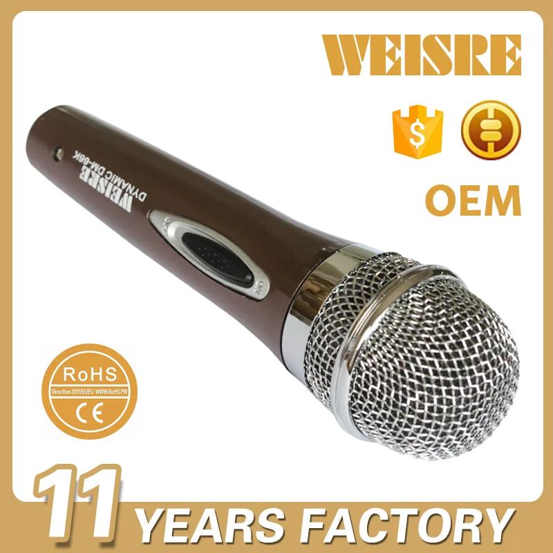 Brown Color Dynamic Plastic Microphone with Long Switch